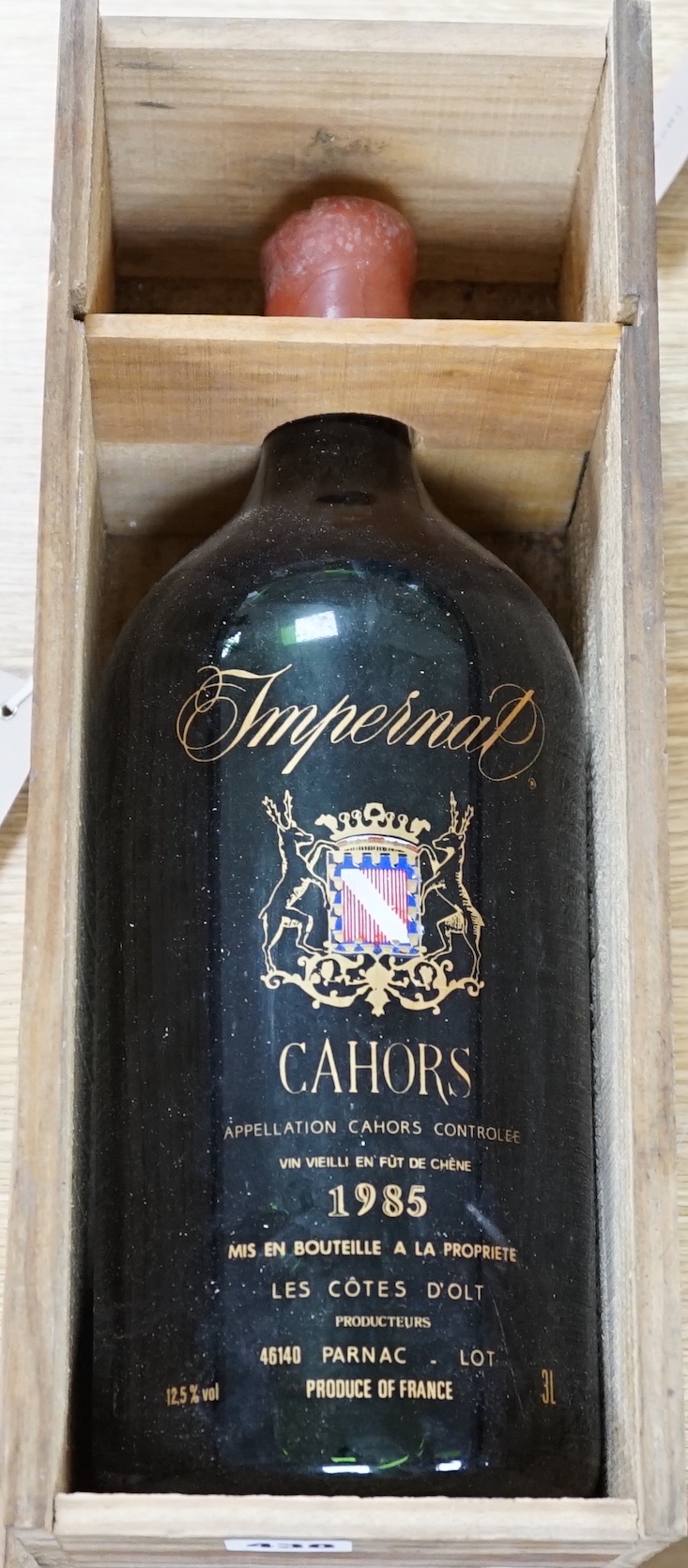 1985 Cahors, 3 litre bottle, in original wooden case